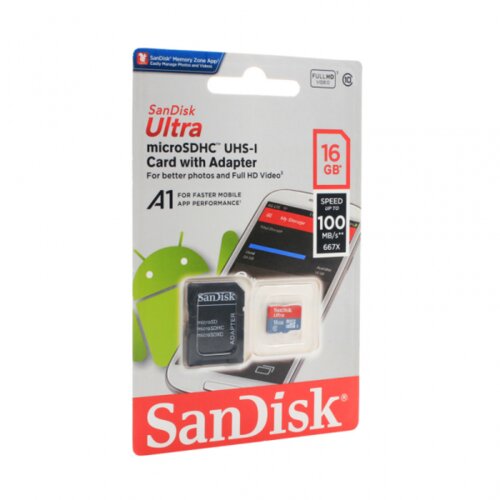 San Disk Mem. Kartica SDHC 16GB Ultra Micro 100MB/s Class 10 sa adapterom ZJ CN Cene