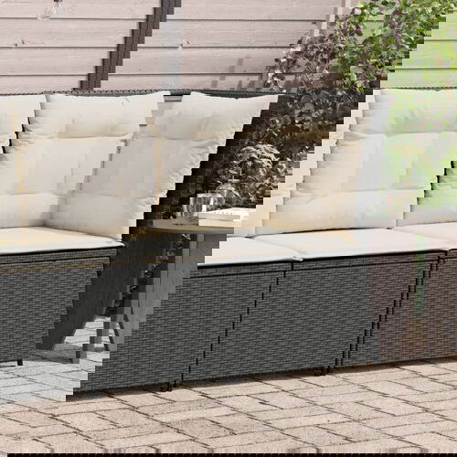 vidaXL Kutna vrtna sofa s jastucima crna od poliratana Cene