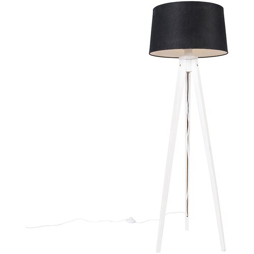 QAZQA Sodoben stativ bele barve s črnim platnenim odtenkom 45 cm - Tripod Classic Slike