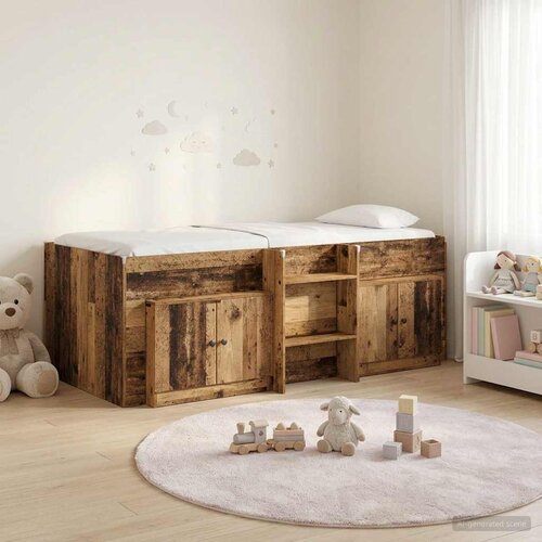  Loft krevet s ormarom 3 kom. Staro drvo Konstruirano drvo Slike