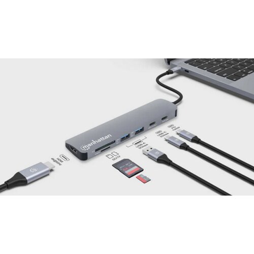 Manhattan docking USB-C 7 u 1 HDMI 4K@60Hz 190442 Slike