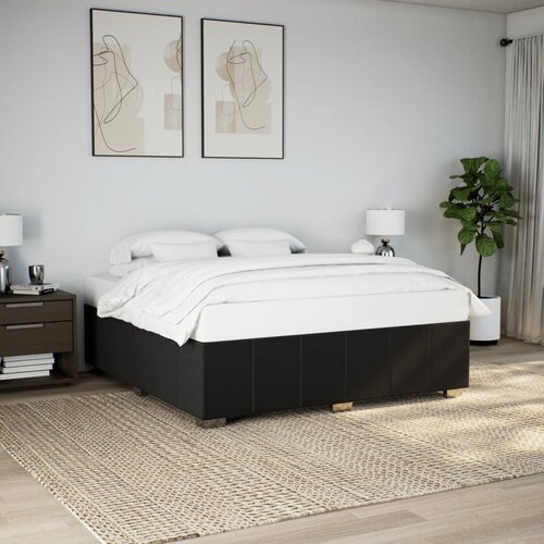 VidaXL Posteljni okvir brez vzmetnice črn 180x200 cm blago Slike