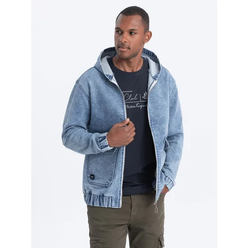 Ombre Men's denim jacket katana with cargo pockets and hood