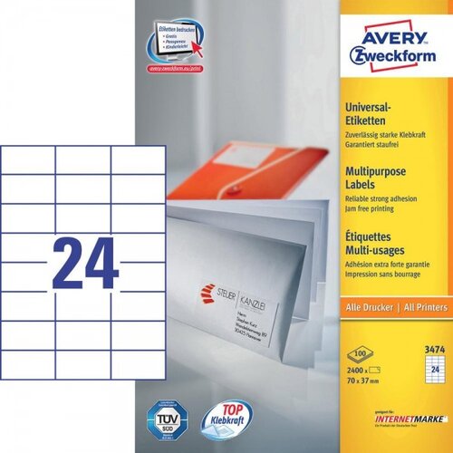 Avery Zweckform Univerzalne etikete 70 x 37 mm, 100/1 Slike