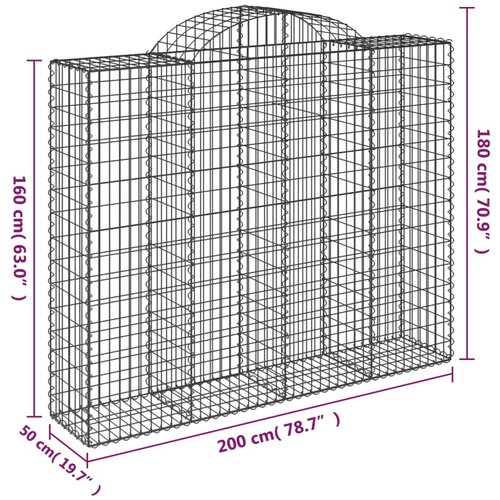  Lučne gabionske ko&amp;scaron;are 2 kom 200x50x160/180cm pocinčano željezo Slike