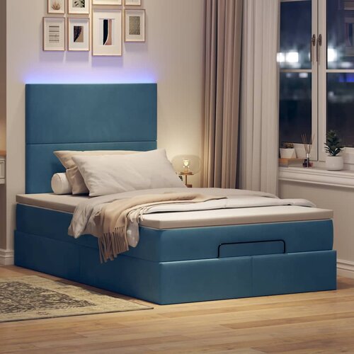 VidaXL Okvir za krevet s madracima tamnoplavi 120x190 cm bar&amp;scaron;unasti Slike