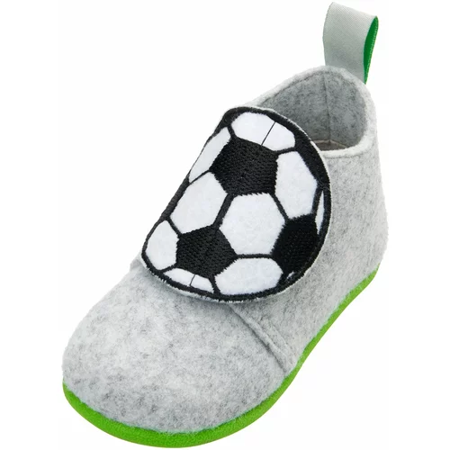 Playshoes Papuče 'Fußball' siva / crna / bijela
