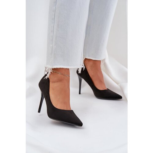 PS1 Classic Stiletto Heels From Eco Suede Black Navinda Slike