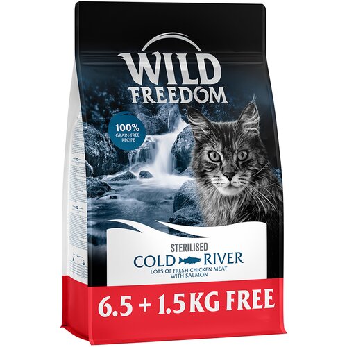 Wild Freedom 6,5 kg + 1,5 kg gratis! 8 kg Sterilised suha hrana - &amp;quot;Cold River&amp;quot; Sterilised losos Slike