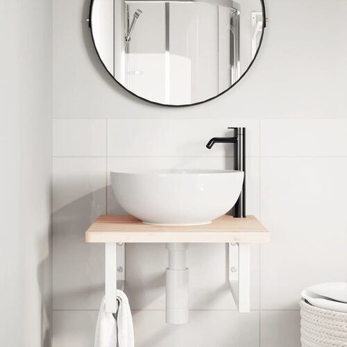  Nosači polica za umivaonik 2 kom bijeli pravokutni čelični White 25 x 60 cm Slike