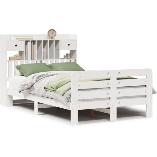 Maison Chic Posteljni Okvir - Dvoposteljna postelja brez vzmetnice bela 135x190 cm trdna borovina, (22082034) Slike