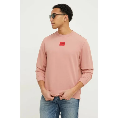 Hugo Bombažen pulover moška, roza barva