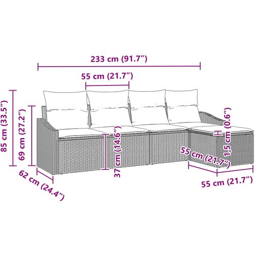  Set sofe 5 kom. Crna poliratan 233 x 117 x 85 cm Slike