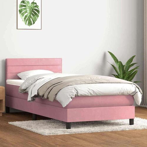 Box spring postelja z vzmetnico roza 80x220 cm žamet, (21792823) Slike