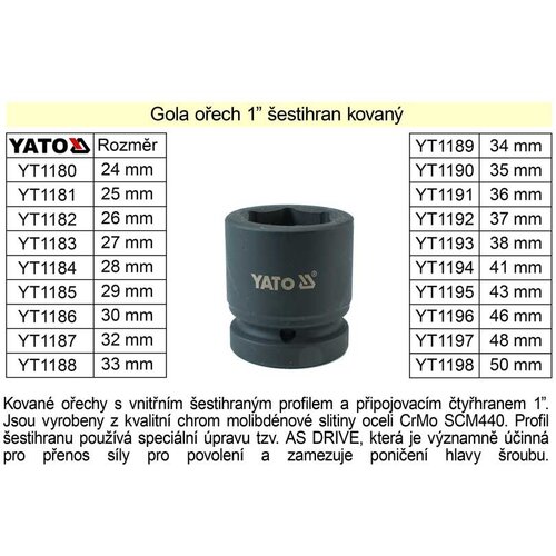 Yato Šesterokotnik Gola oreh 1" kovan 30mm, (20687511) Cene