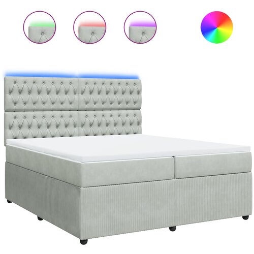 vidaXL Box spring postelja z vzmetnico svetlo siva 200x200 cm žamet, (21309647) Cene