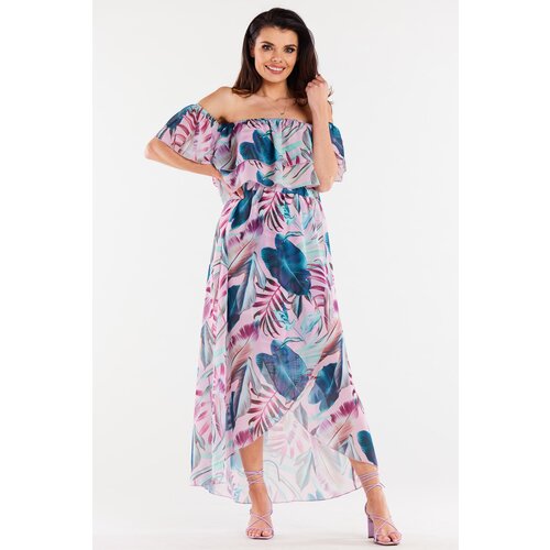 Awama Woman&amp;#039;s Skirt A512 Pink/Flowers Slike