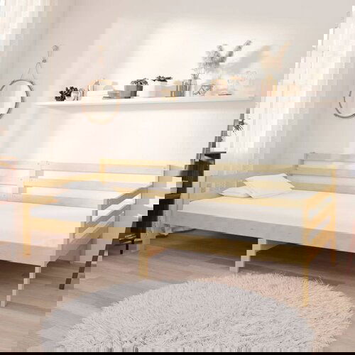 VidaXL Dnevni ležaj s madracem 90 x 200 cm od masivne borovine Slike