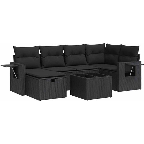 VidaXL 7-dijelni set vrtnih sofa od poliratana s jastucima crni Slike