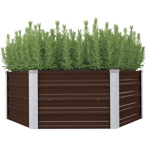 vidaXL Povišena vrtna gredica smeđa 129 x 129 x 46 cm pocinčani čelik Cijene