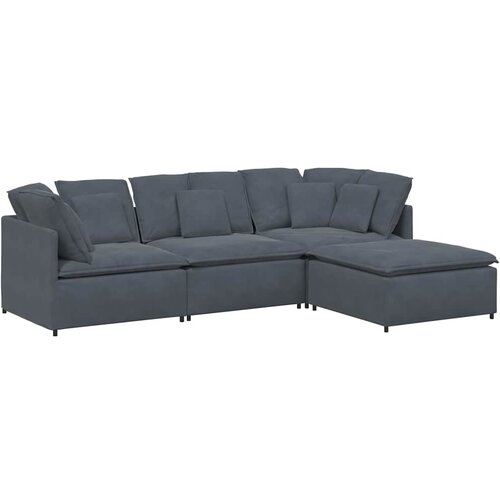  Modularna sofa s podnožjem i jastucima, bar&amp;scaron;unasta tamno siva Slike