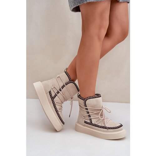 PH2 Women&amp;#039;s Snow Boots With Embroidery On Platform Light Beige Naleris Slike