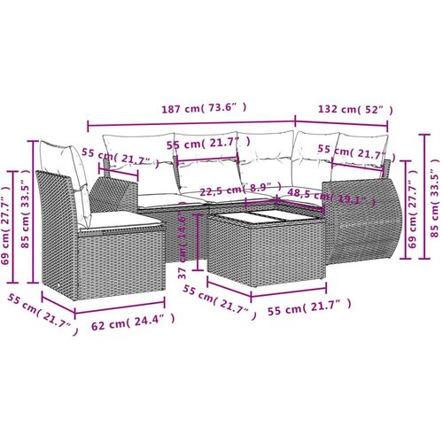 vidaXL 6-dijelni set vrtnih sofa s jastucima bež od poliratana Cijene