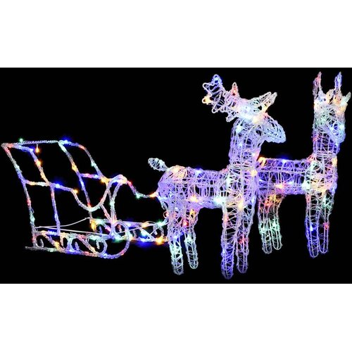  Ukrasni božićni sobovi i sanjke 160 LED žarulja 130 cm akrilni &amp;Scaron;areni 43 x 11 x 55 cm (2 kom) Slike