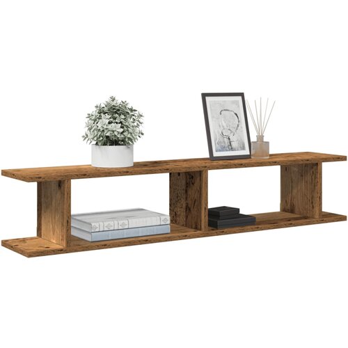 VidaXL Stenska polica 2 kosa starinski les 105x18x20 cm inženirski les Slike