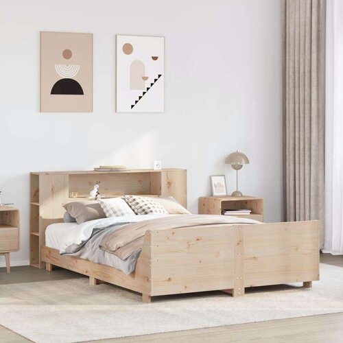 vidaXL Posteljni okvir brez vzmetnice 135x190 cm trdna borovina Cene