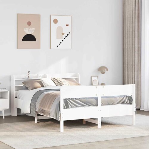 Furnova Posteljni okvir brez vzmetnice bel 120x190 cm trdna borovina, (21937742) Slike