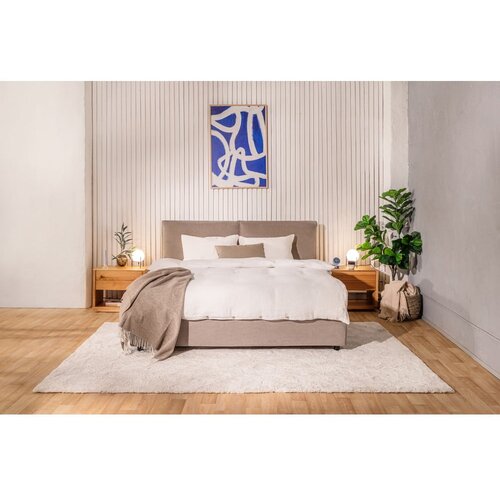 Bonami Selection Smeđe-sivi tapecirani bračni krevet s podnicom i prostorom za odlaganje 180x200 cm Myra Pillow &amp;ndash; Slike