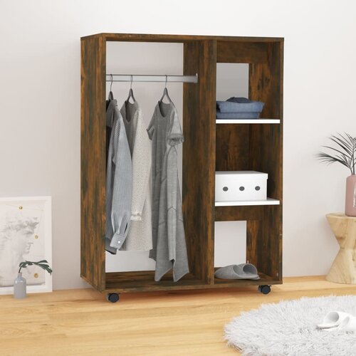 VidaXL garderobna omara dimljeni hrast 80x40x110 cm konstruiran les Slike