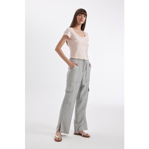 Defacto Wide Leg Pocket High Waist Wide Leg Long Length Trousers Slike