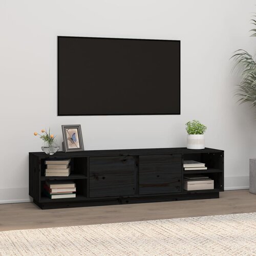 VidaXL TV ormarić crni 156 x 40 x 40 cm od masivne borovine Slike
