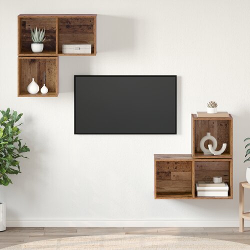 VidaXL Set TV stalka s pohranom 4 pcs Staro drvo 37 x 37 x 72 cm Slike