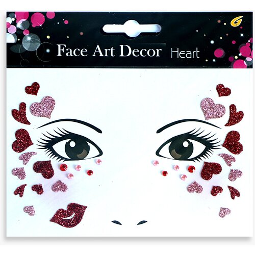 INF Nalepka Face Art Tattoo Nalepka z bleščicami Red Valentinovo srce, (21535131) Cene