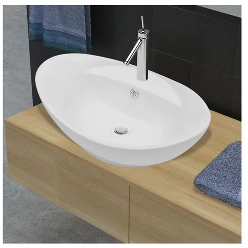  140678 Luxury Ceramic Basin Oval with Overflow and Faucet Hole