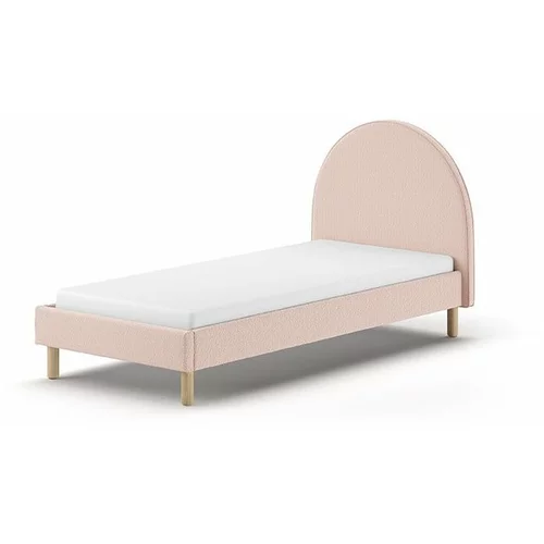 Vipack Rožnata oblazinjena postelja z letvenim dnom 90x200 cm MOON –