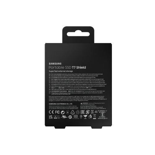 Samsung Zunanji SSD 2TB Type-C USB 3.2 Gen2 NVMe, IP65, T7 Shield, črn, MU-PE2T0S Slike