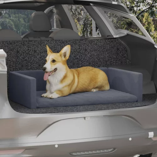  krevet za pse za prtljažnik sivi 90 x 60 cm s izgledom platna
