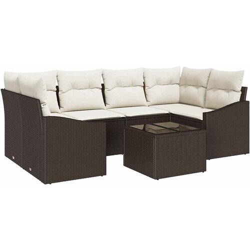  Set sofe 7 kom. Smeđa i krem poliratan 234 x 123,5 x 85 cm Slike