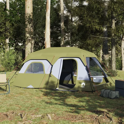 Šator za kampiranje za 9 osoba zeleni od tkanine vodootporan