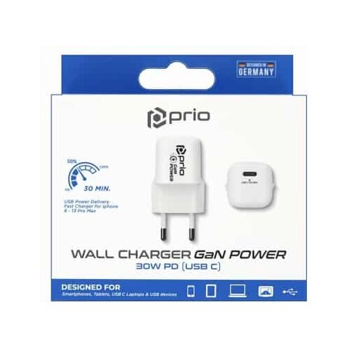 Prio Zidni punjač GaN Power 30W PD (USB C) bijeli Cijene