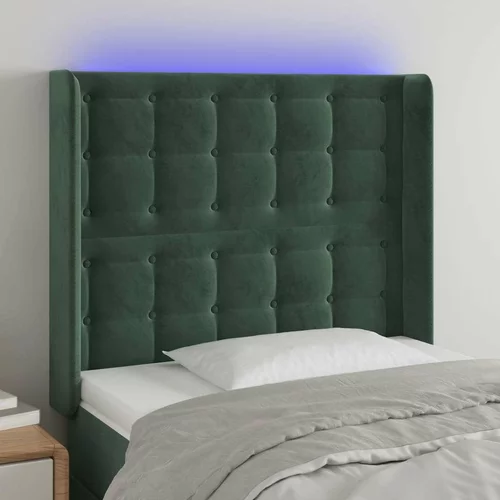  LED posteljno vzglavje temno zeleno 83x16x118/128 cm žamet, (20933647)