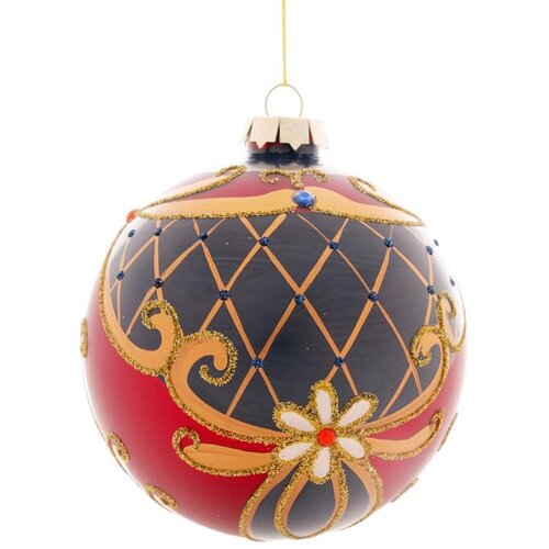 Staklena novogodišnja kugla plavo/crvena D.12CM Cene