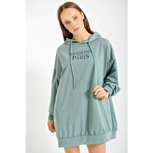 Bigdart 4125 Oversized Sweat Dress - Green Cene
