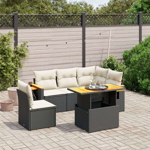 vidaXL 6-dijelni set vrtnih sofa s jastucima crni od poliratana Cijene