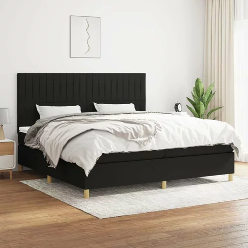  Box spring postelja z vzmetnico črn 200x200 cm blago, (20892837)