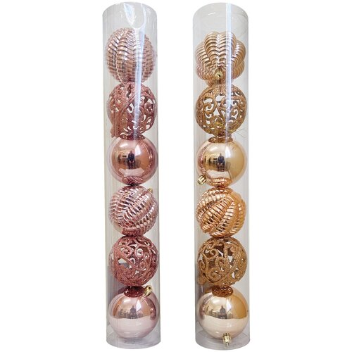  Kuglice rose gold, champagne gold veličine 8 centimetara - Rose Gold Slike
